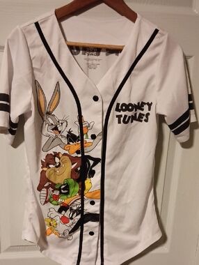 Warner Bros. Looney Tunes White Baseball Jersey with Black Trim